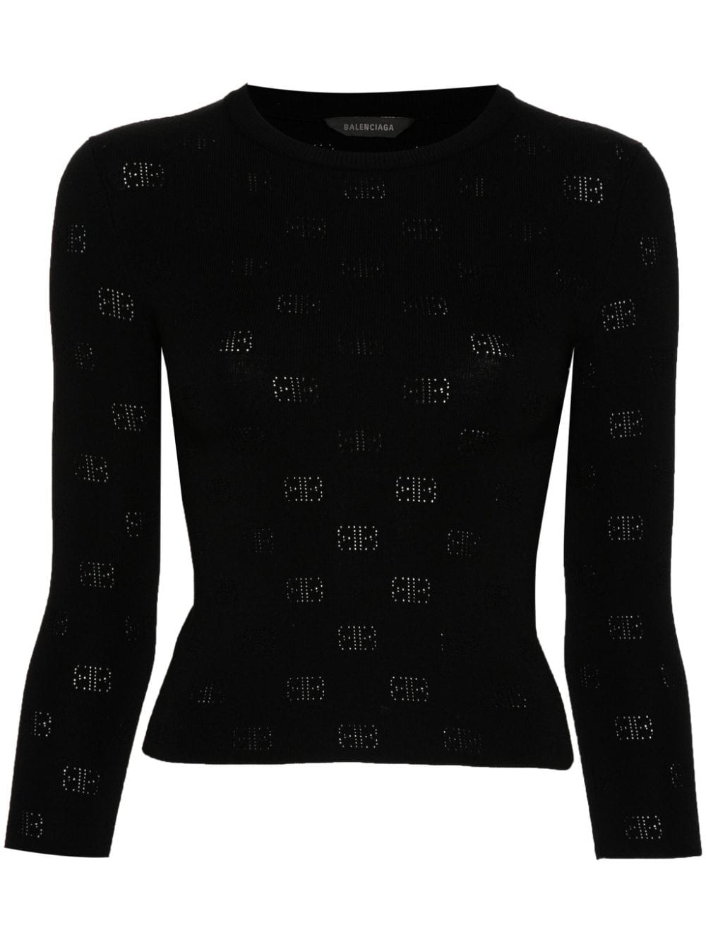 Balenciaga Open-knit Wool Top - Black
