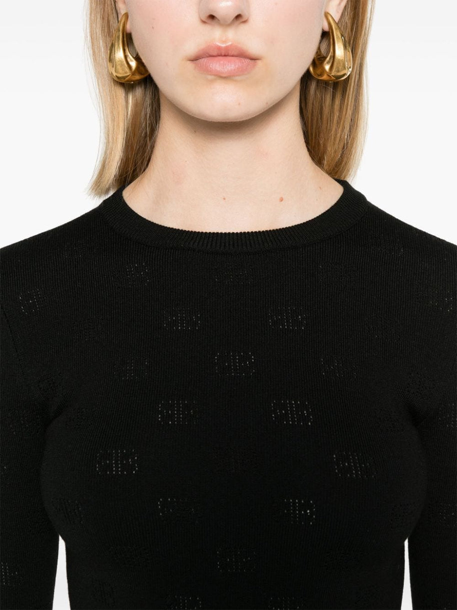 Balenciaga Open-knit Wool Top - Black