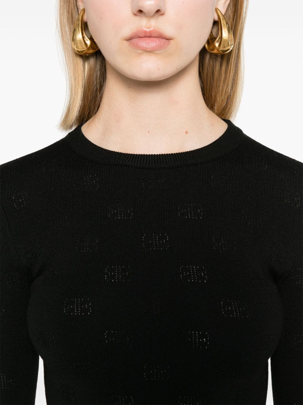 Balenciaga Open-knit Wool Top - Black