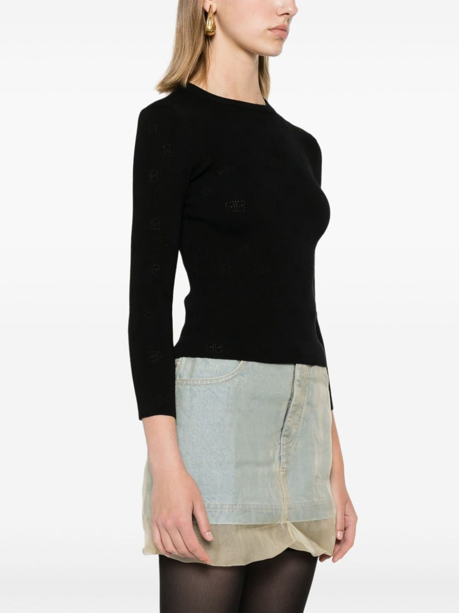 Balenciaga Open-knit Wool Top - Black