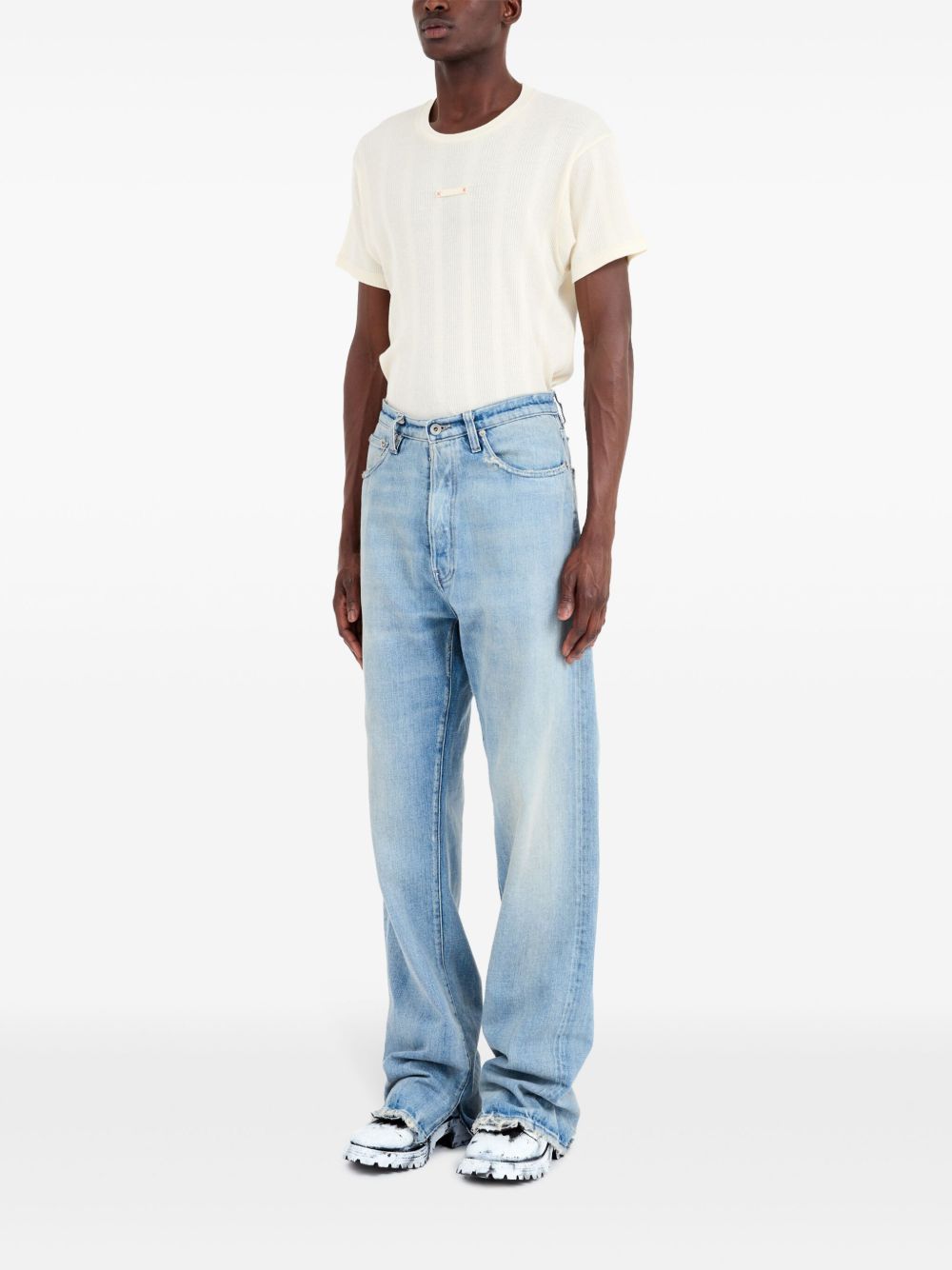 Maison Margiela Buckle Straight Leg Jeans Clear Blue