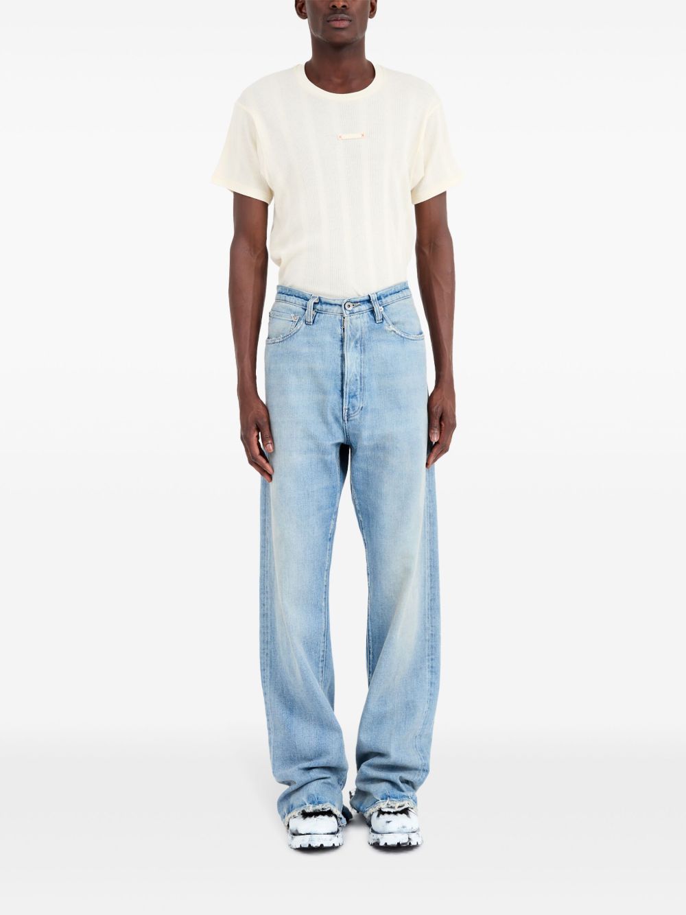 Maison Margiela Buckle Straight Leg Jeans Clear Blue