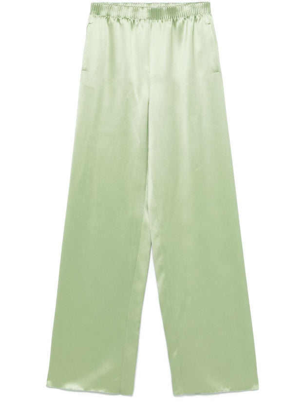 Valentino Satin WIde Leg Trousers Green
