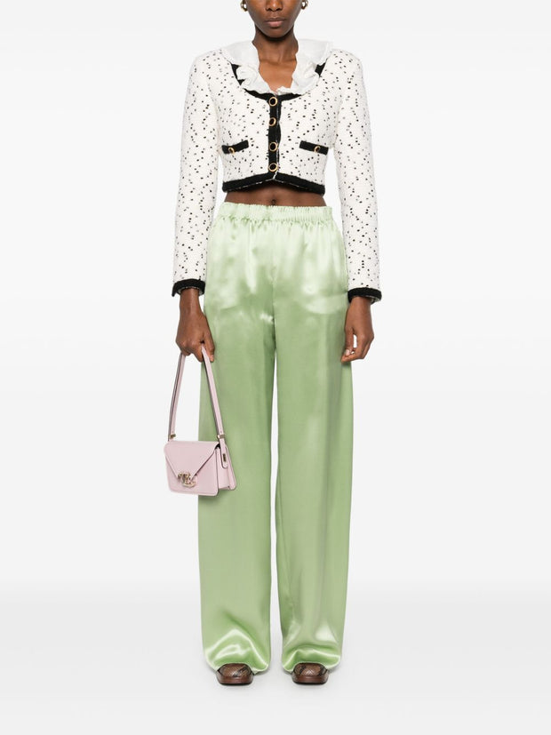 Valentino Satin WIde Leg Trousers Green
