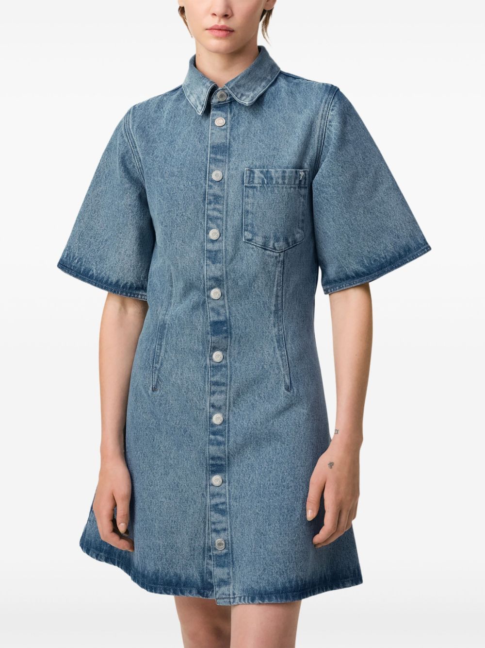 Ami Paris Denim Mini Shirt Dress Blue