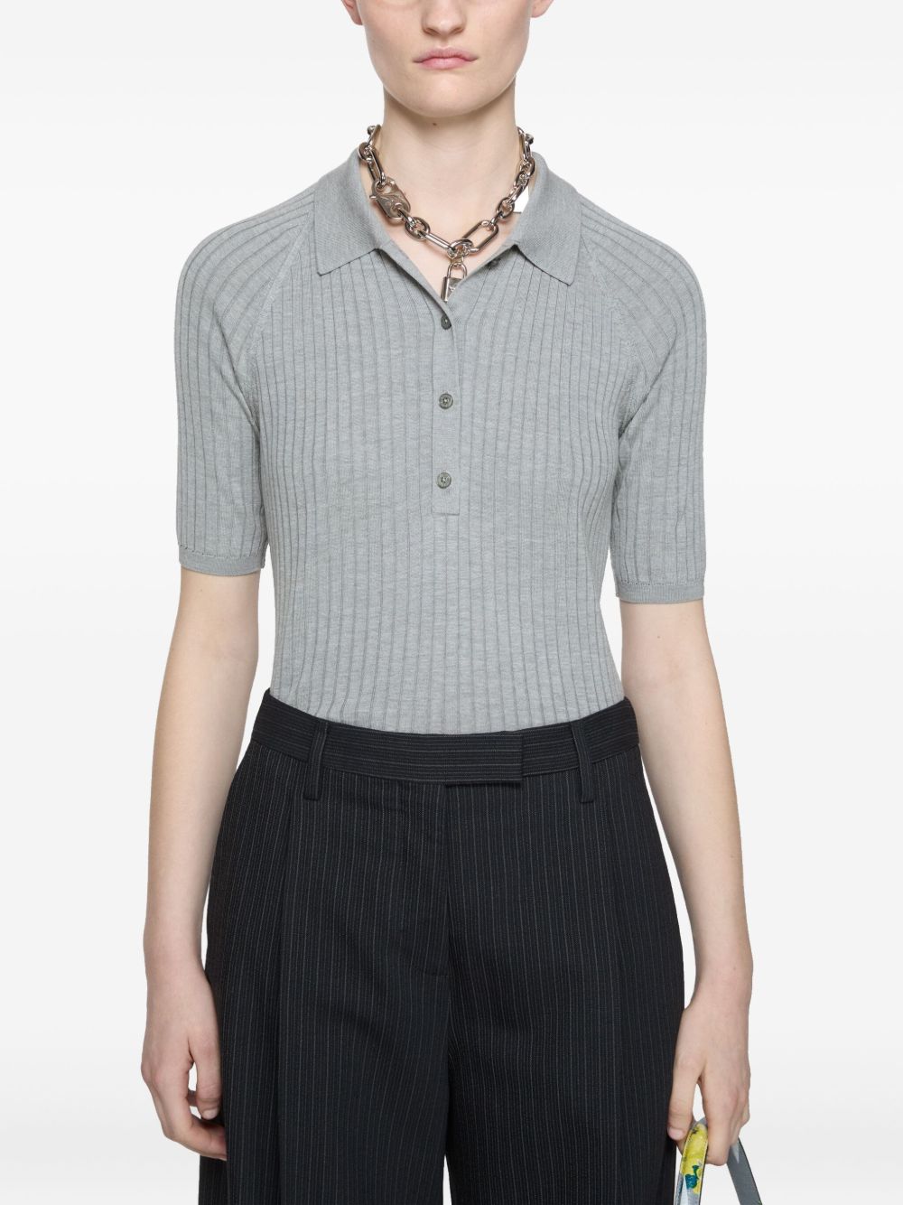 Acne Studios Ribbed Polo Shirt Grey