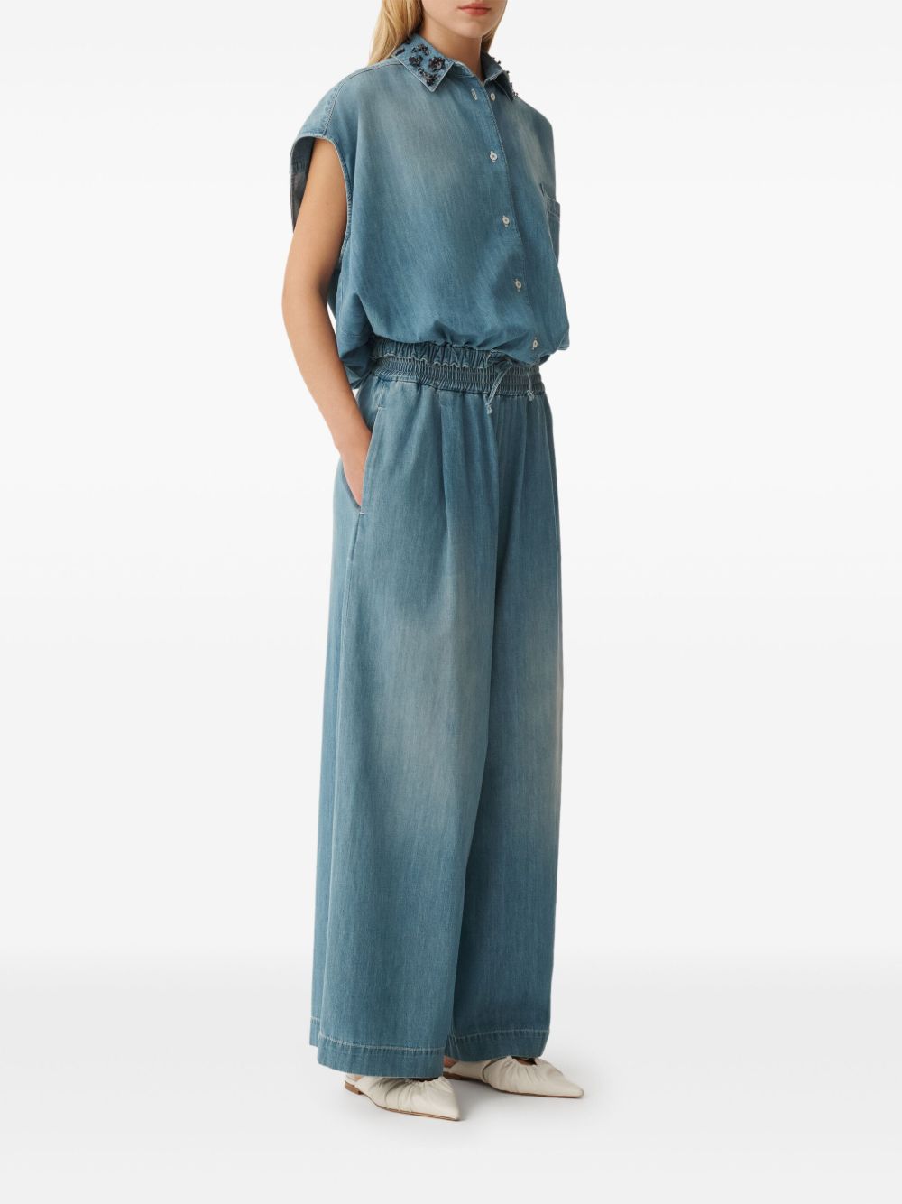 Fabiana Filippi Wide Leg Trousers Clear Blue