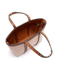 Valentino Garavani Rockstud Canvas Mini Tote - Leather Brown