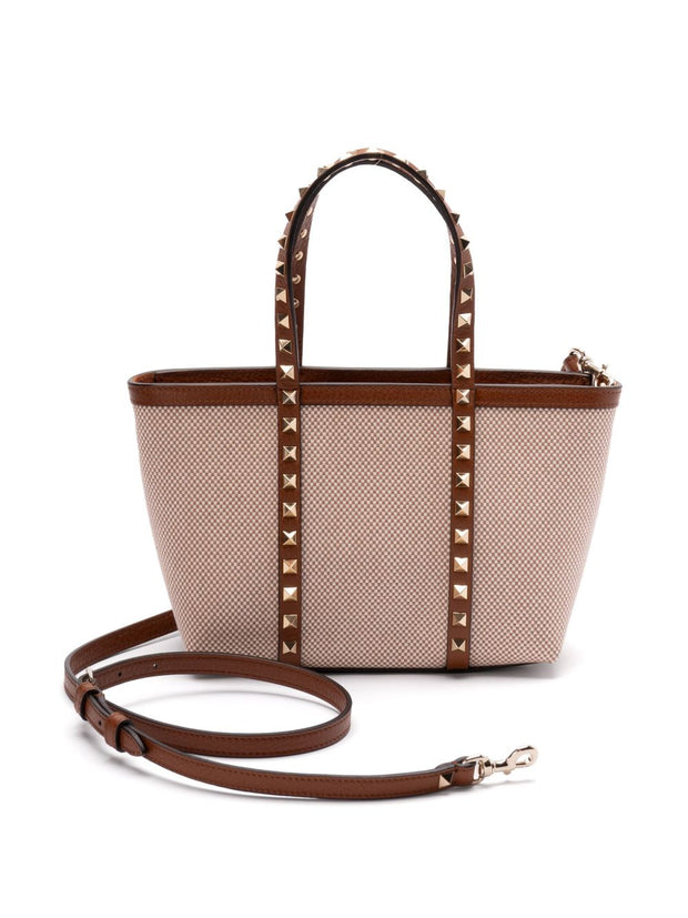 Valentino Garavani Rockstud Canvas Mini Tote - Leather Brown