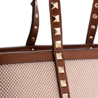 Valentino Garavani Rockstud Canvas Mini Tote - Leather Brown