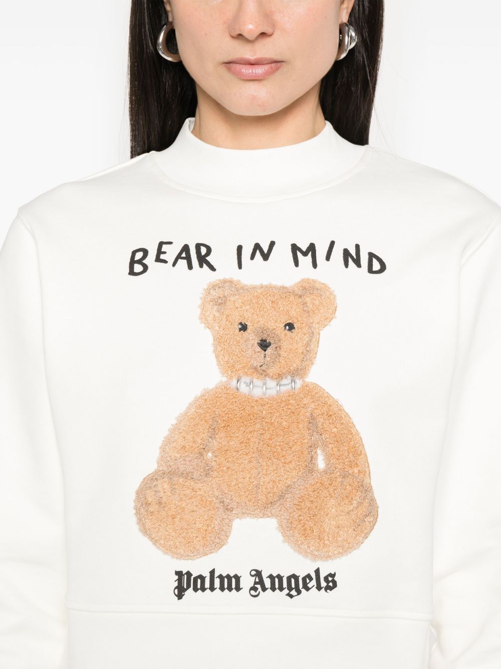 Palm Angels Bear White Hooded Sweatshirt