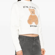 Palm Angels Bear White Hooded Sweatshirt
