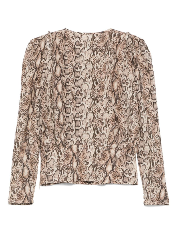 Isabel Marant Zarga Printed Silk Top - Beige