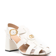 Valentino Garavani VLogo Signature Leather Sandals - Ivory