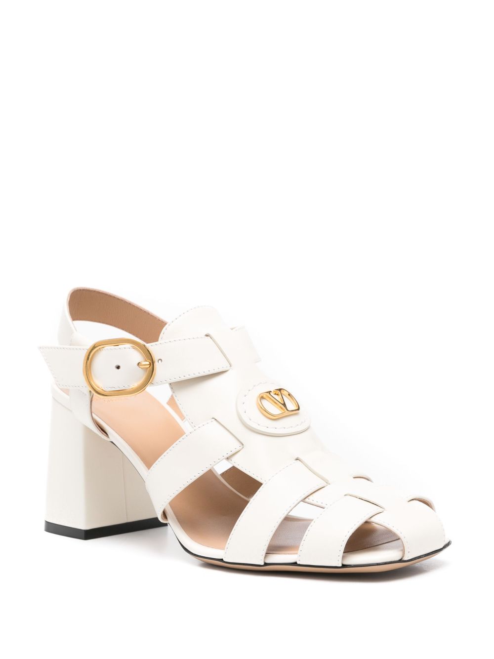 Valentino Garavani VLogo Signature Leather Sandals - Ivory