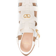 Valentino Garavani VLogo Signature Leather Sandals - Ivory