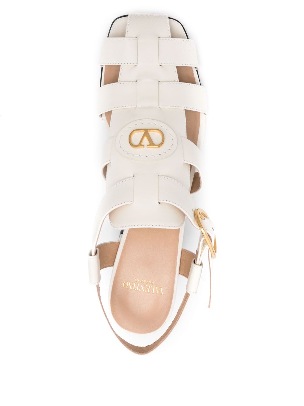 Valentino Garavani VLogo Signature Leather Sandals - Ivory