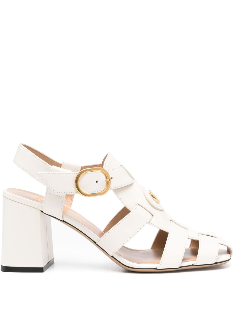 Valentino Garavani VLogo Signature Leather Sandals - Ivory