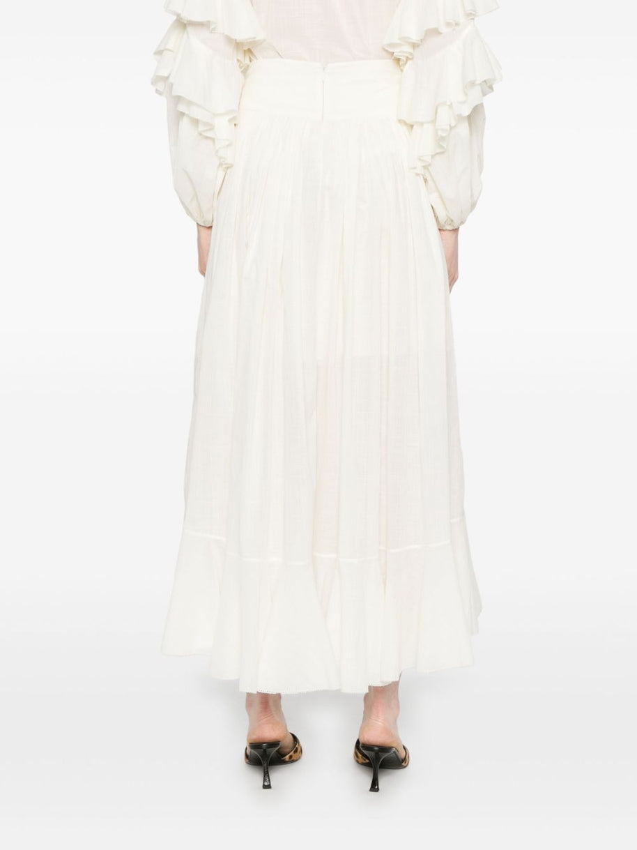 Zimmermann Cotton Midi Skirt With Ruffle Detail In White