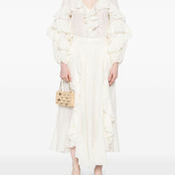 Zimmermann Cotton Midi Skirt With Ruffle Detail In White
