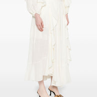 Zimmermann Cotton Midi Skirt With Ruffle Detail In White