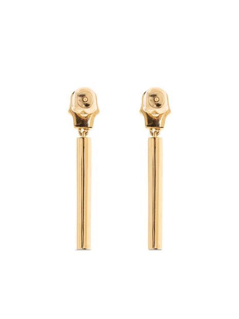 Alexander McQueen Skull Bar Earrings In Golden