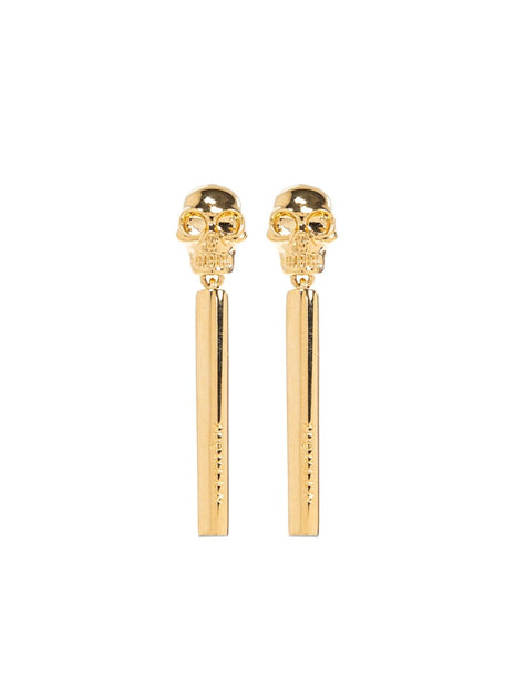 Alexander McQueen Skull Bar Earrings In Golden