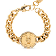 Alexander McQueen Embellished Skull Bracelet In Golden