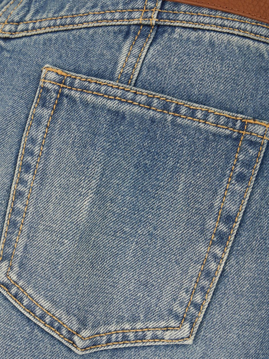 Alexander McQueen Denim High Waisted Long Skirt In Clear Blue