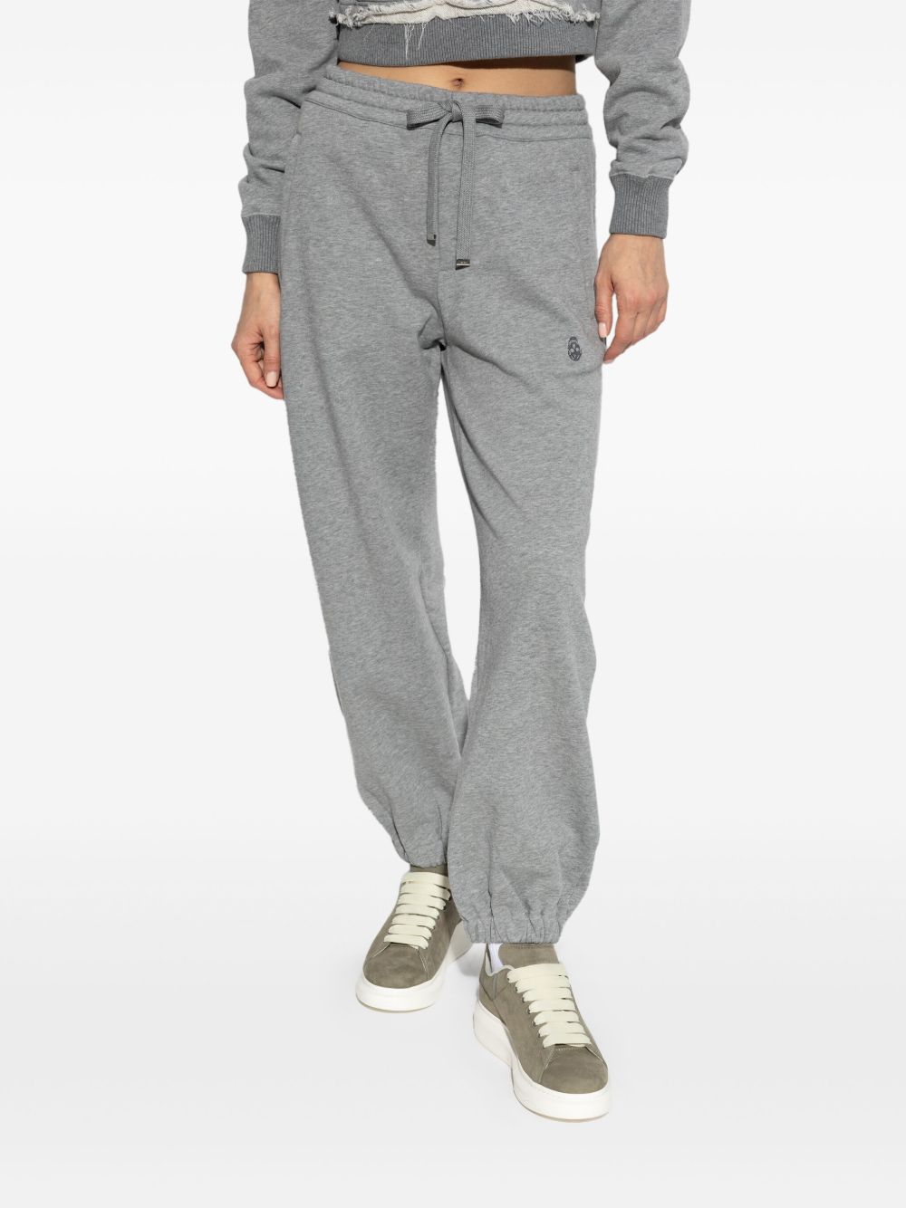 Alexander McQueen Embroidered Logo Sweatpants In Grey