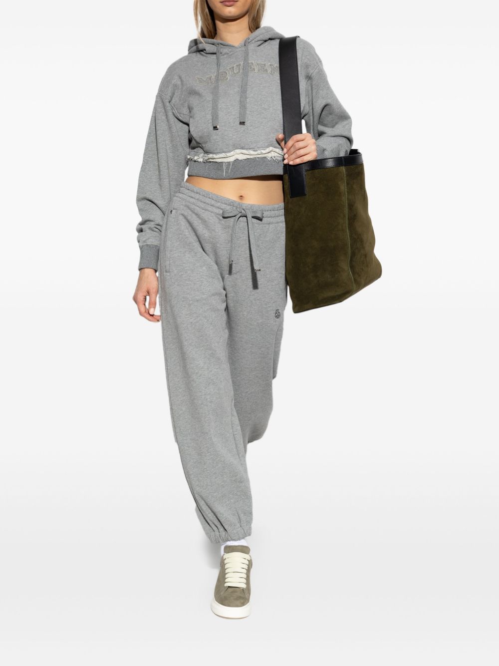 Alexander McQueen Embroidered Logo Sweatpants In Grey