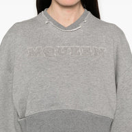 Alexander McQueen Cropped Sweatshirt Grey