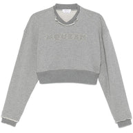 Alexander McQueen Cropped Sweatshirt Grey