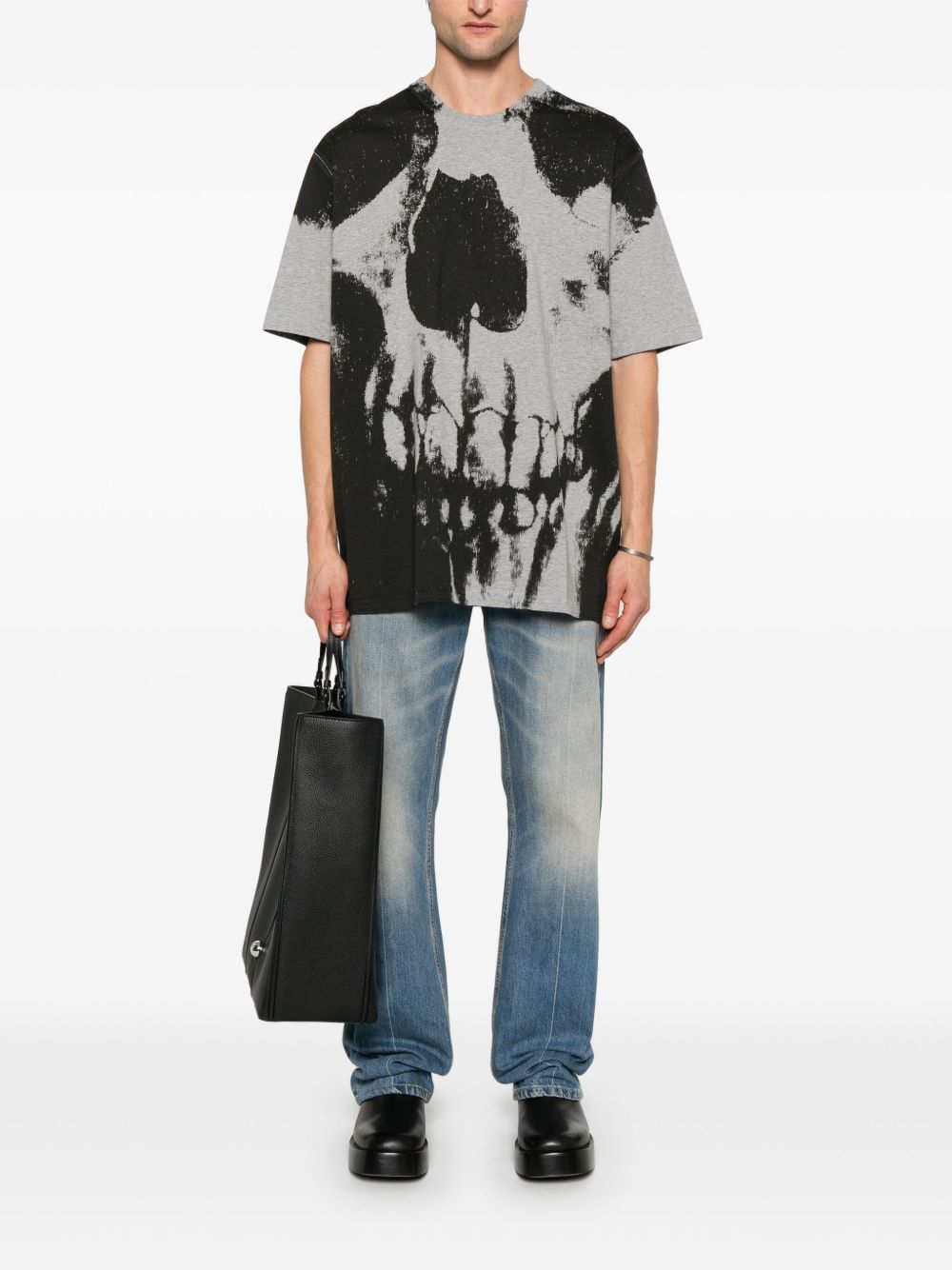 Alexander McQueen Skull Print T-shirt In Grey
