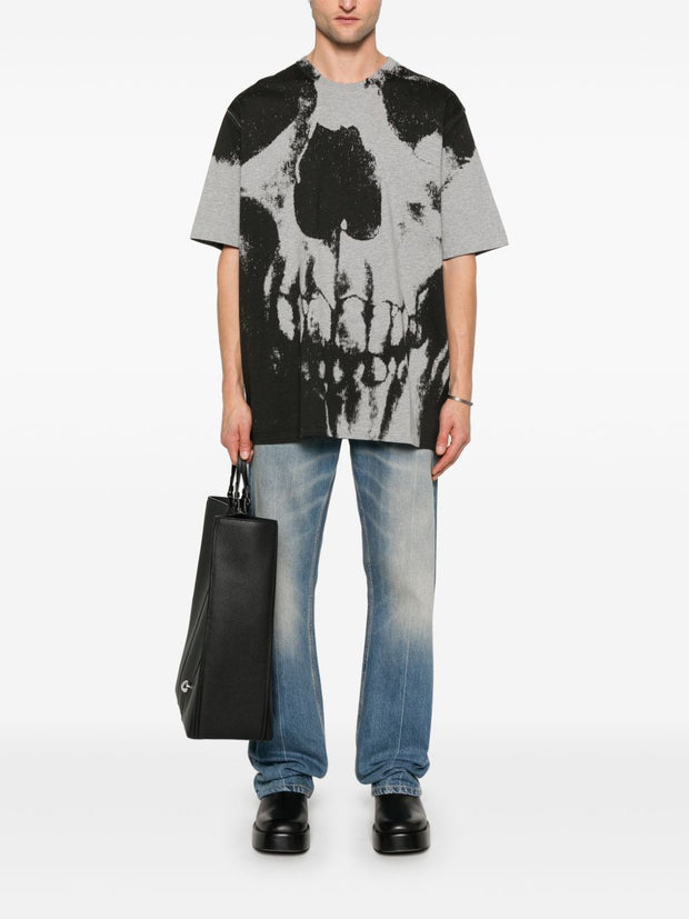 Alexander McQueen Skull Print T-shirt In Grey