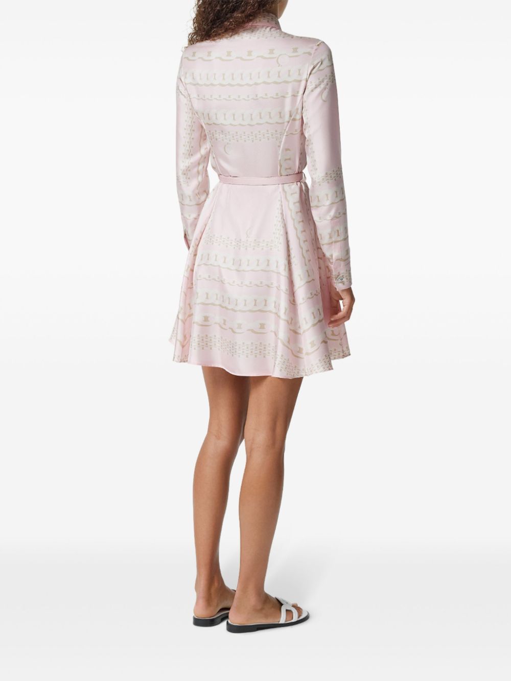 Versace Silk Belted Mini Dress In Pink