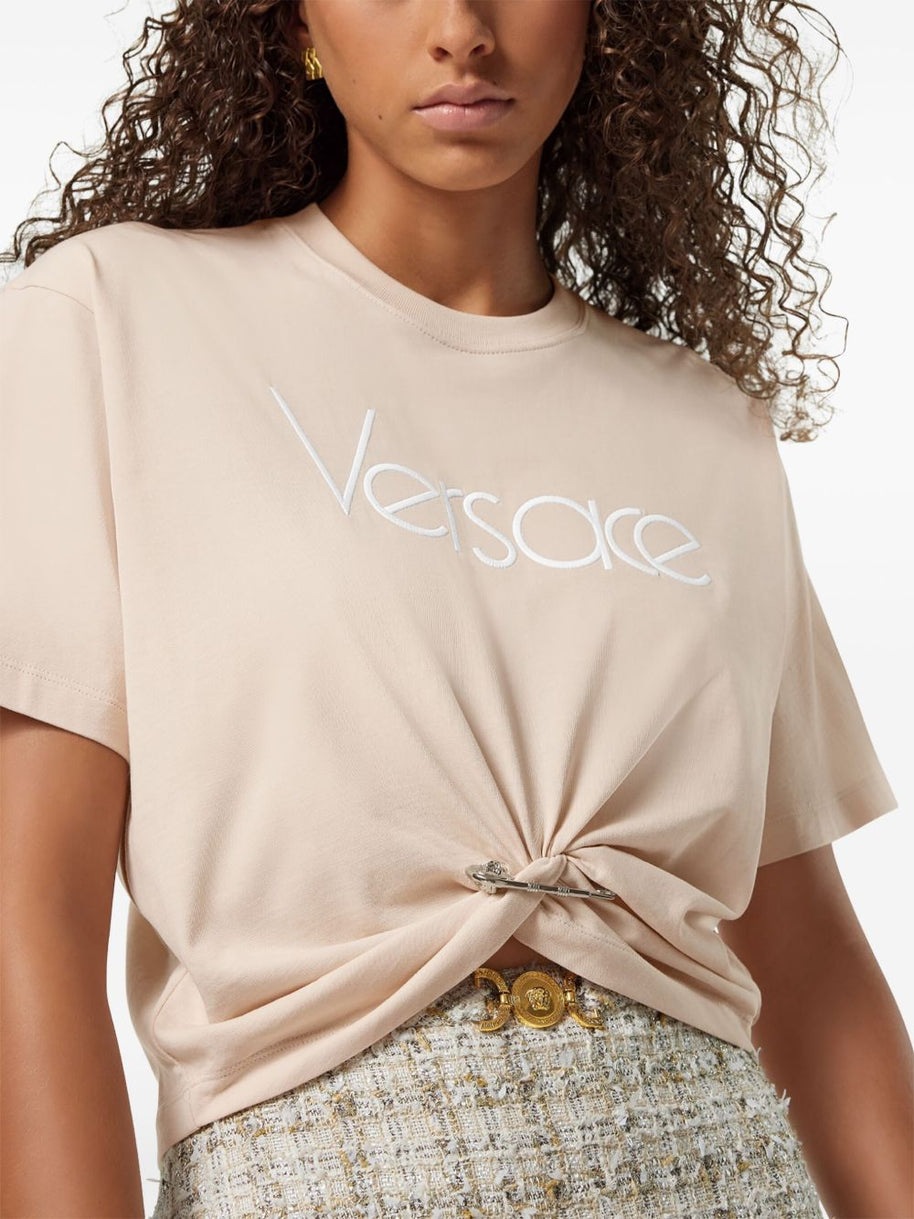 Versace Logo Print T-shirt With Twist Detail
