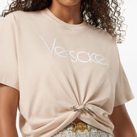 Versace Logo Print T-shirt With Twist Detail