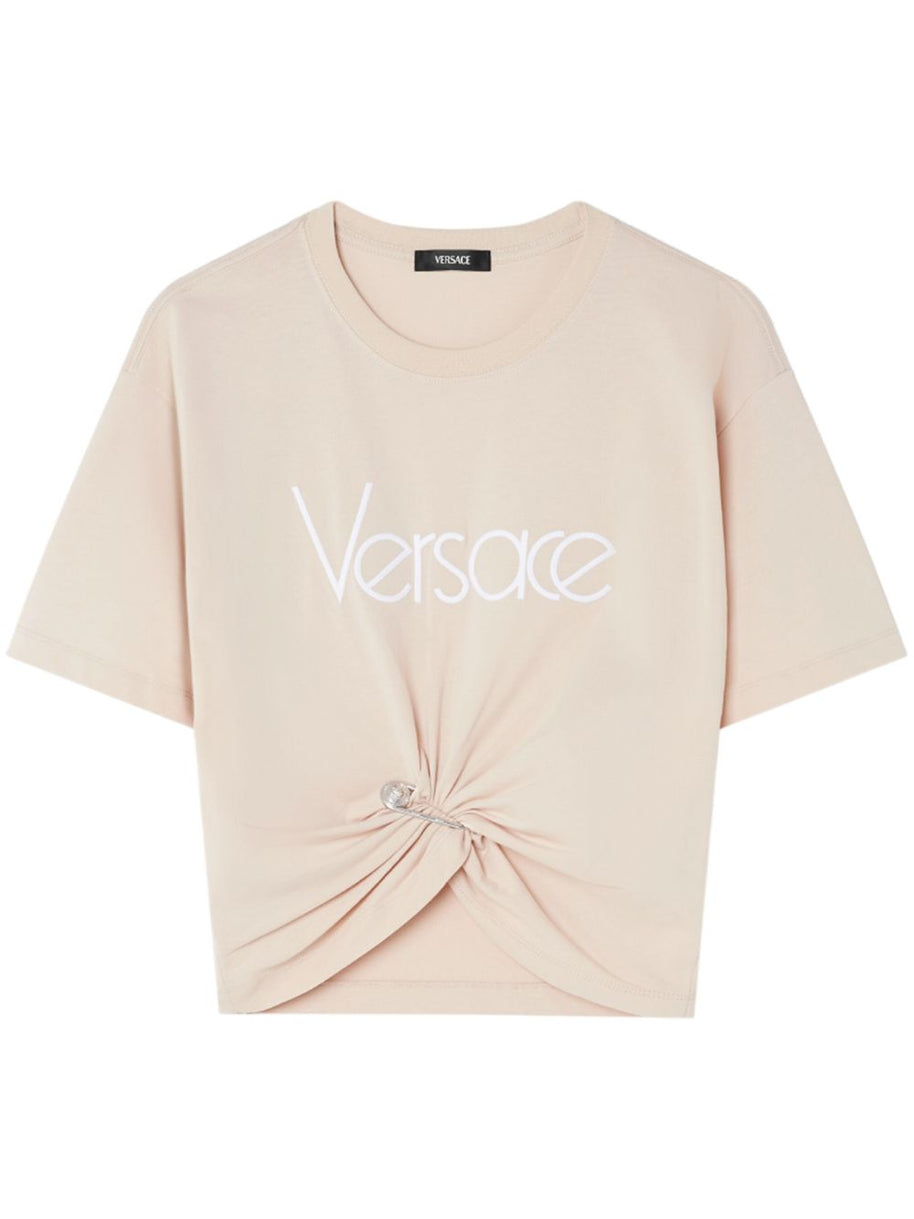 Versace Logo Print T-shirt With Twist Detail