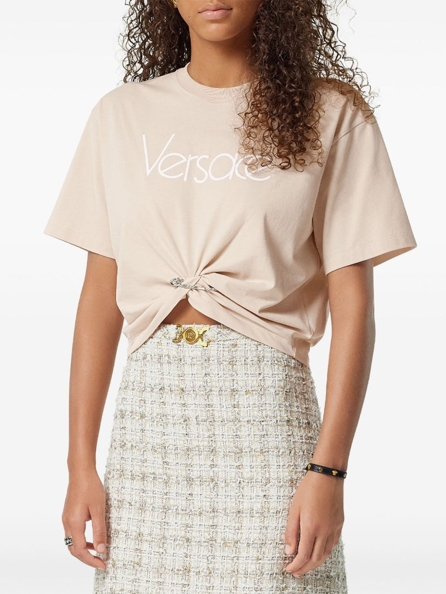 Versace Logo Print T-shirt With Twist Detail