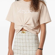 Versace Logo Print T-shirt With Twist Detail