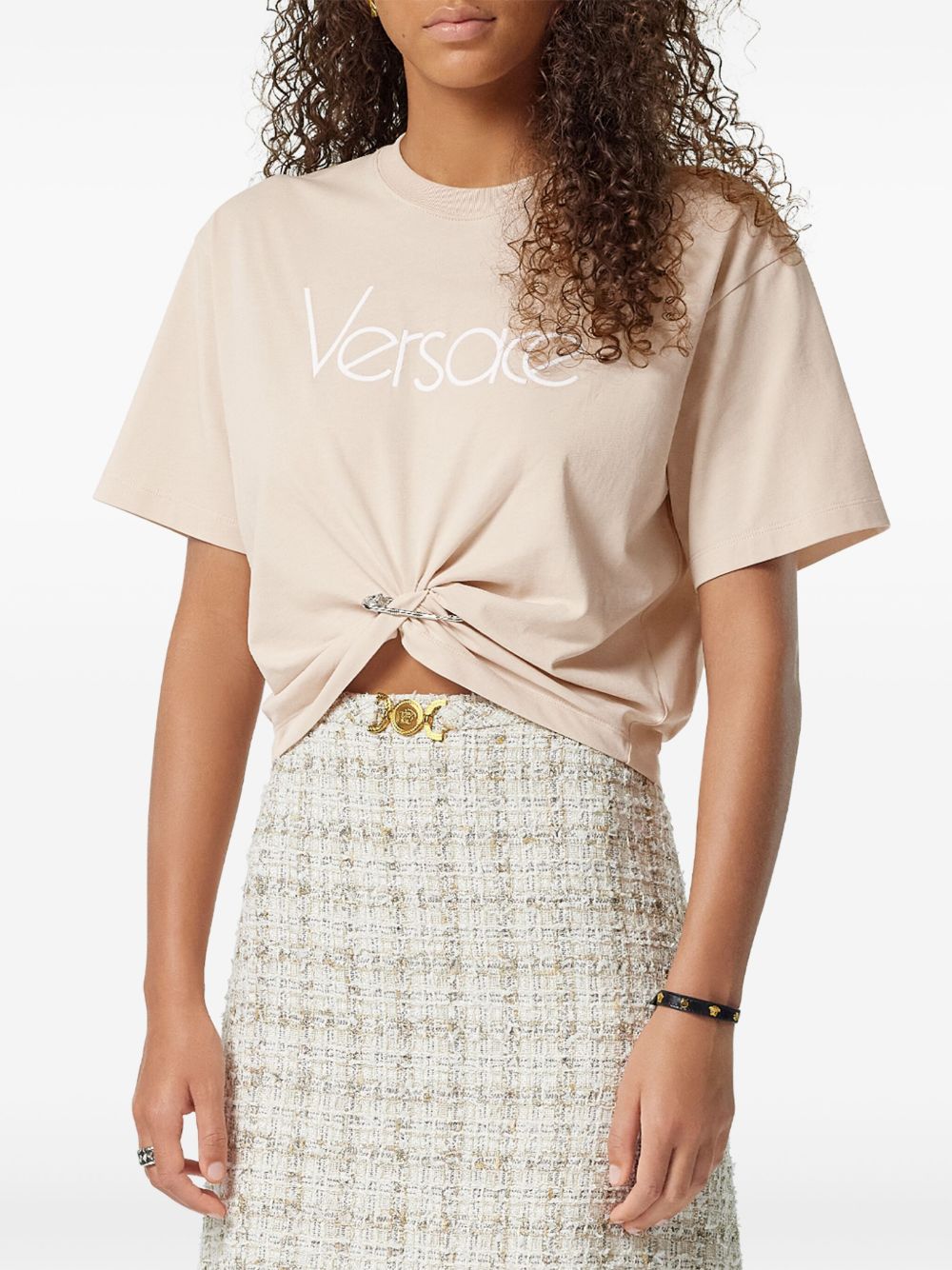 Versace Logo Print T-shirt With Twist Detail
