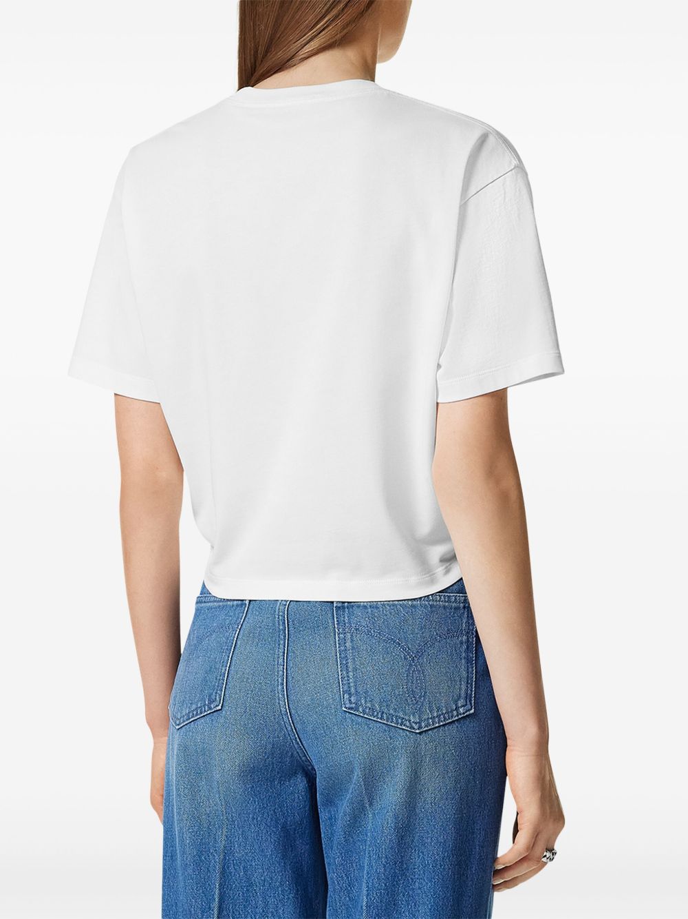Versace Logo-embroidered T-shirt In White