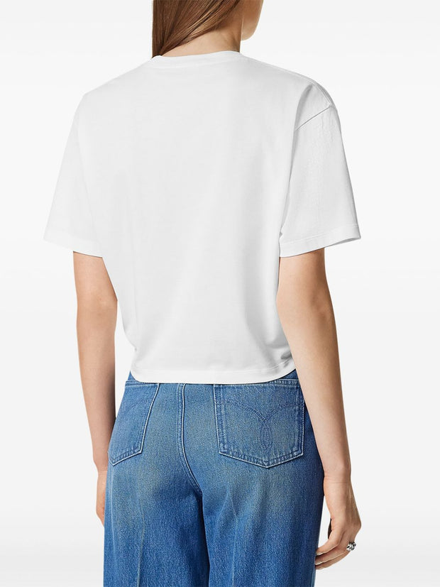 Versace Logo-embroidered T-shirt In White