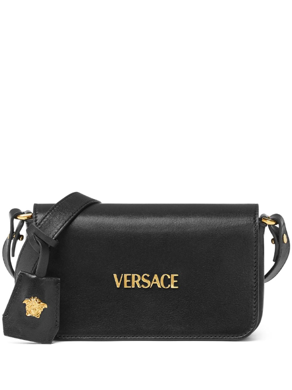 Versace Tag Shoulder Bag In Black