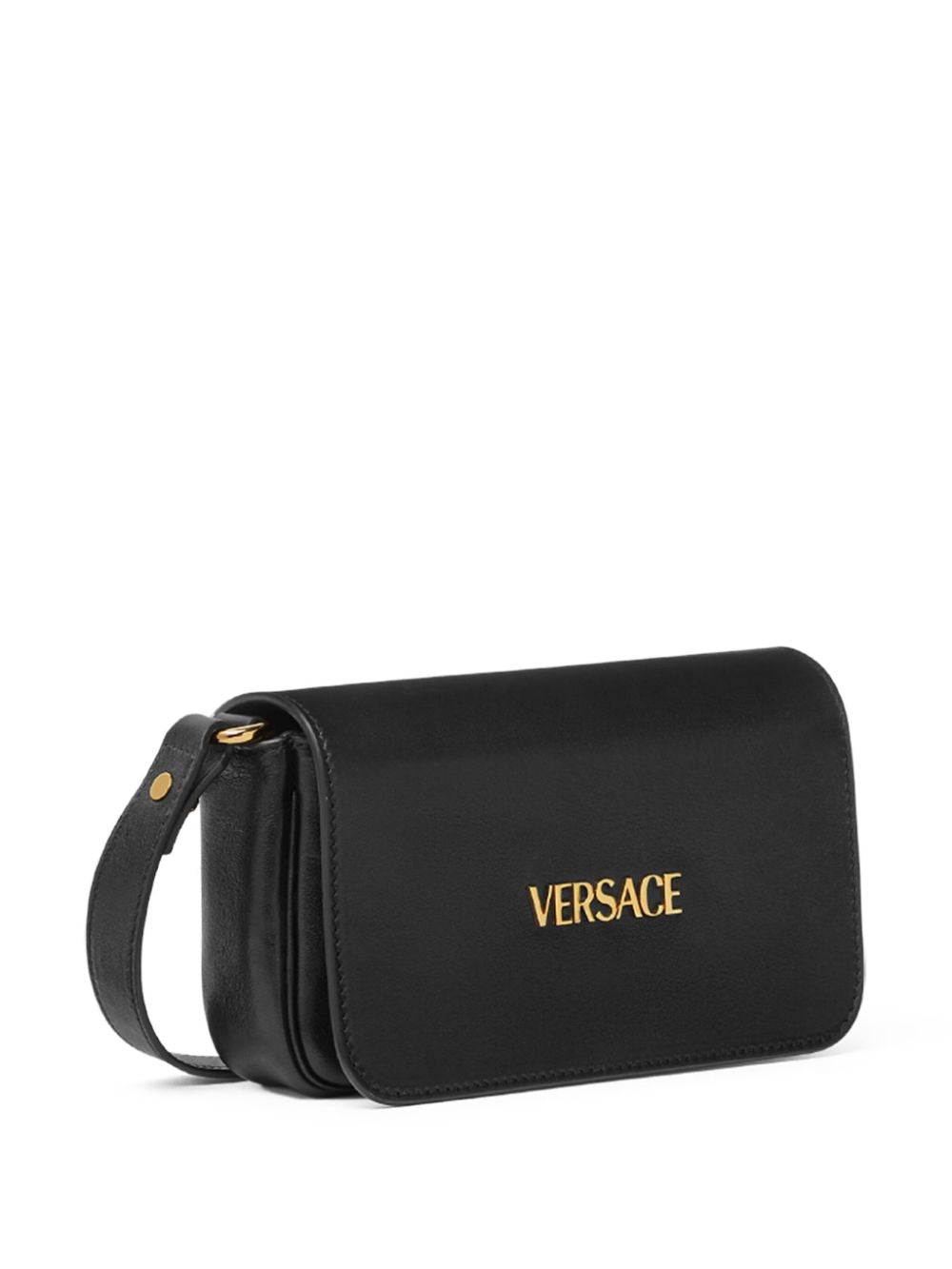 Versace Tag Shoulder Bag In Black