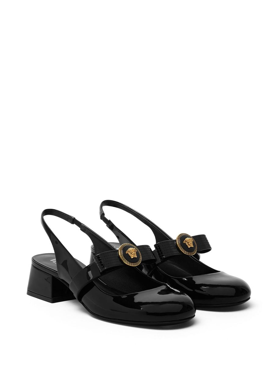 Versace Gianni Ribbon Slingback In Black