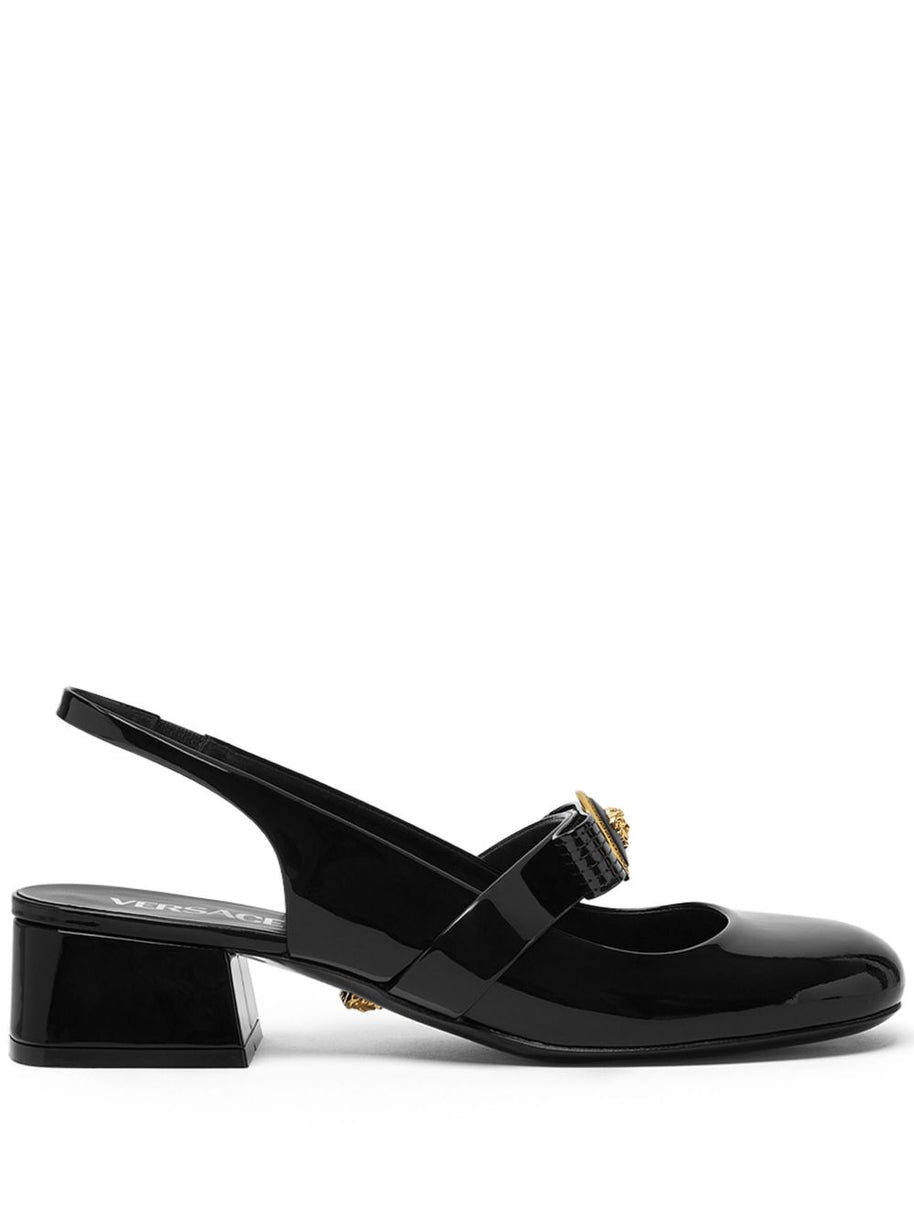 Versace Gianni Ribbon Slingback In Black