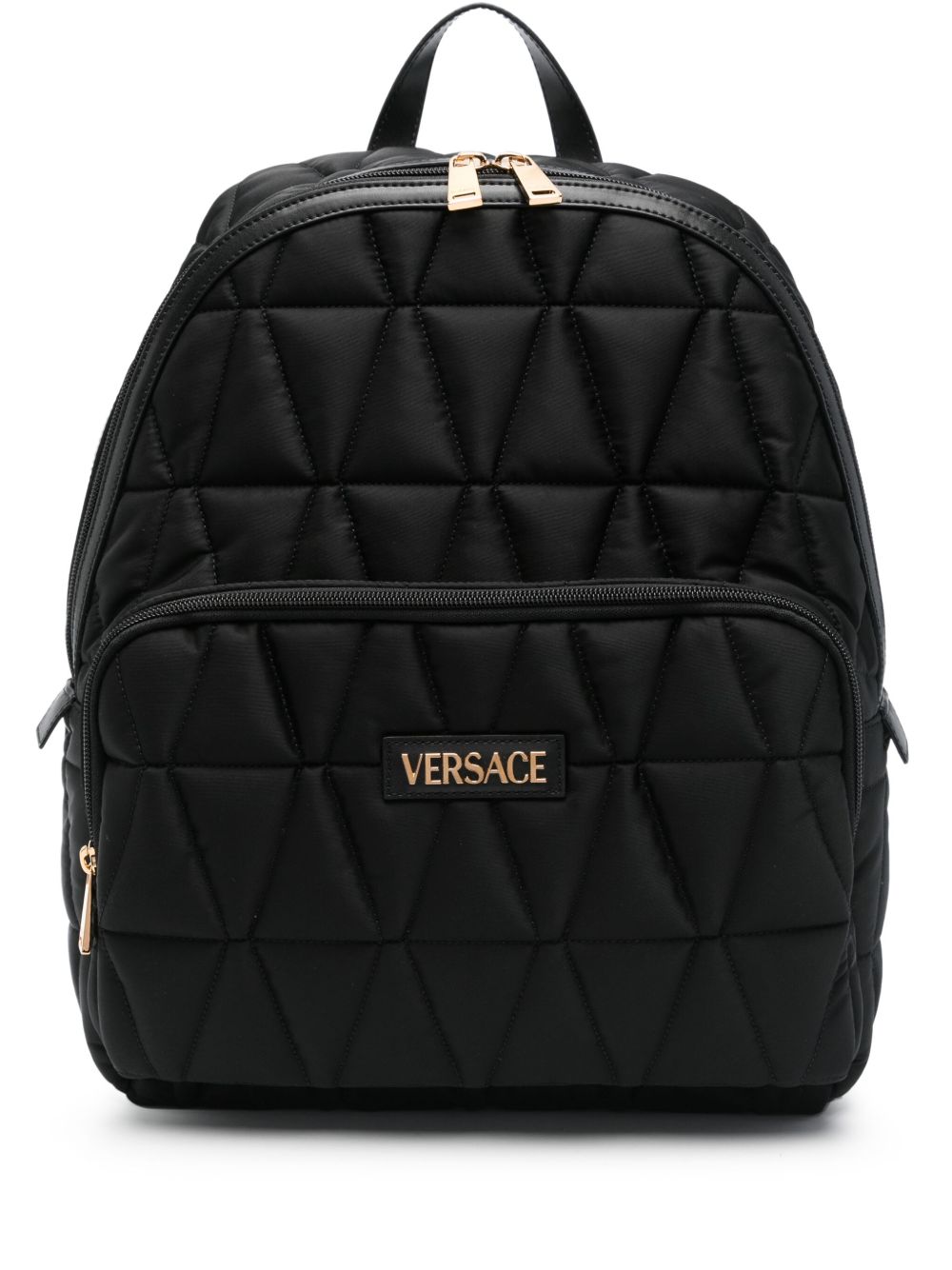 Versace Nylon Quilted Backpack In Black