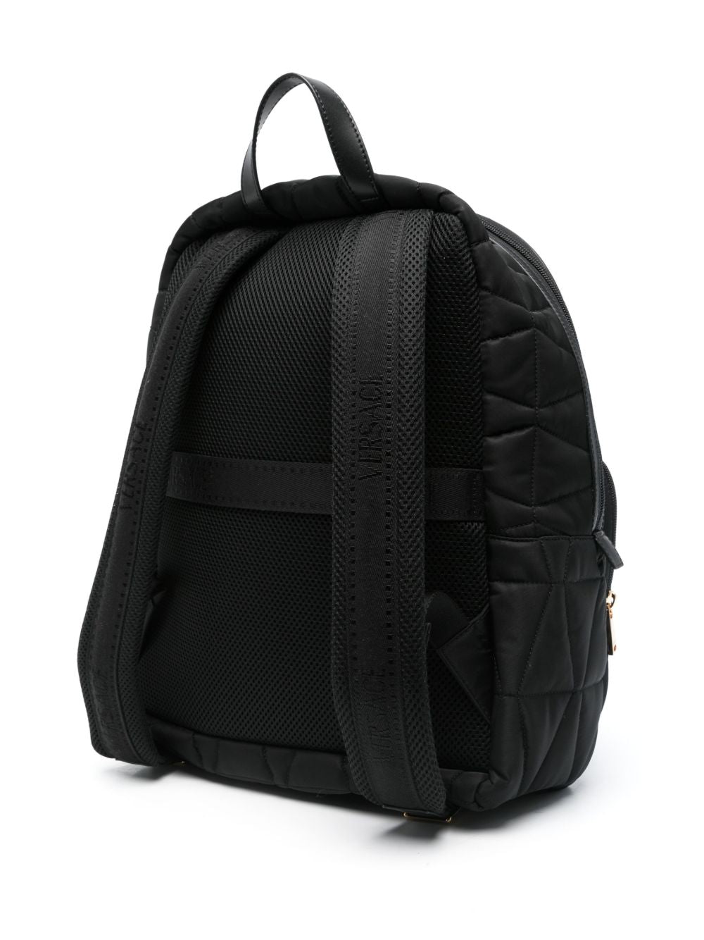 Versace Nylon Quilted Backpack In Black